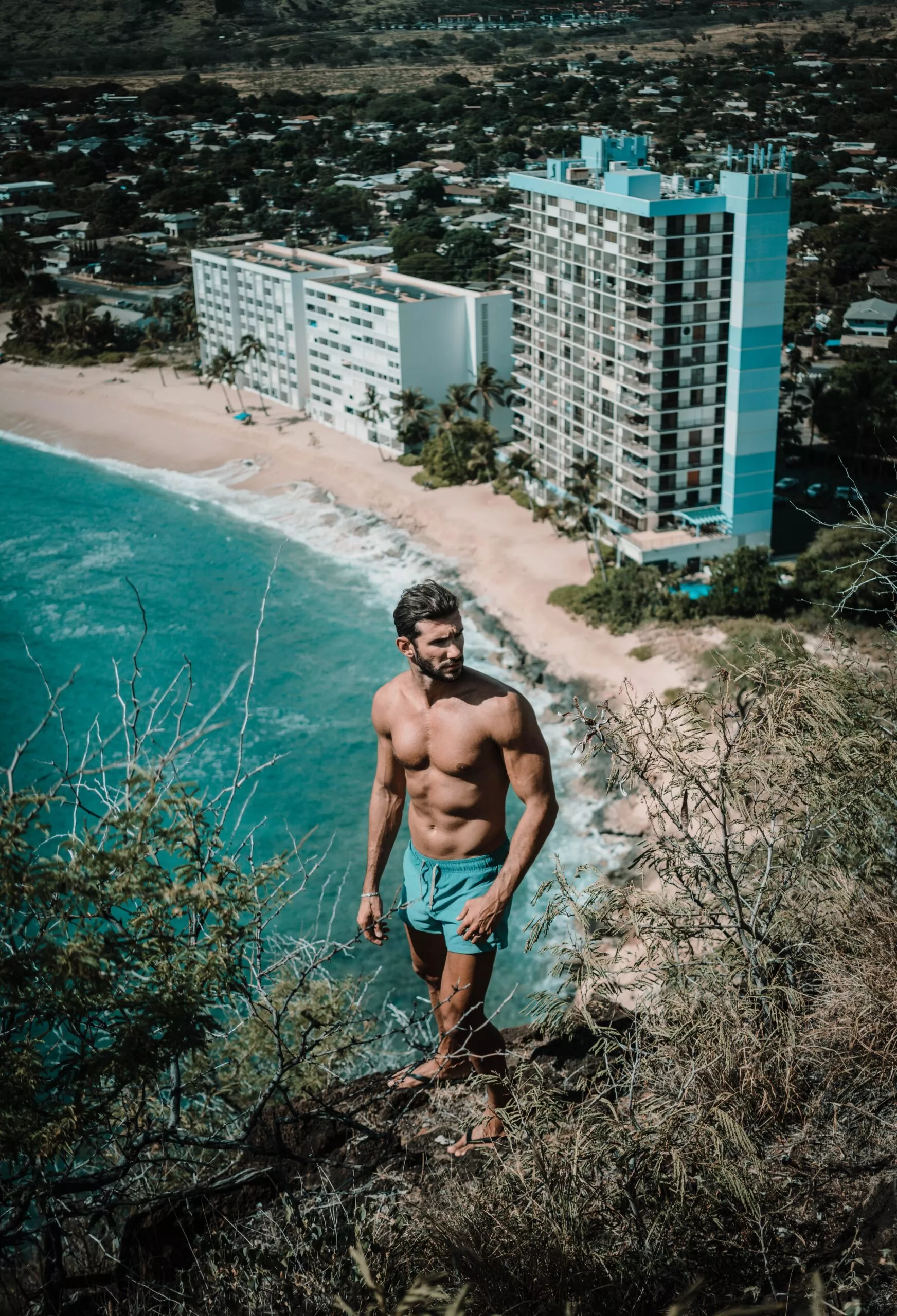 man infront of beach